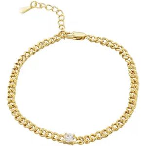Schakel armband - goudkleurig - Zirkonia - dames armband - cadeau voor vrouw - Liefs Jade