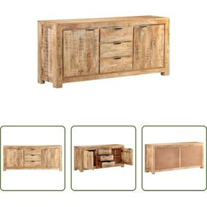 The Living Store Dressoir Mangohout - 175 x 40 x 75 cm - 2 Deuren 3 Lades