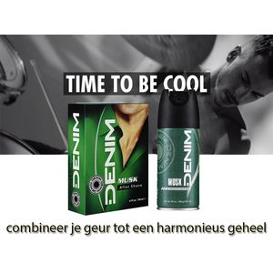 Denim Musk- Aftershave &Deodorant spray - Set in Transparant Tasje