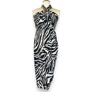 Sarong / pareo - Strandkleding wikkelrok / strandjurk - Zwart / wit
