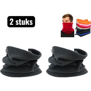 2 stuks - Facemasks - Gezichtsbescherming voor Winter - Fietsmasker - Ademend Fleece Gezichtsmasker voor Skiën en Fietsen - Verstelbare Neuswarmer met Trekkoord - Uniseks Ontwerp - Donkergrijs