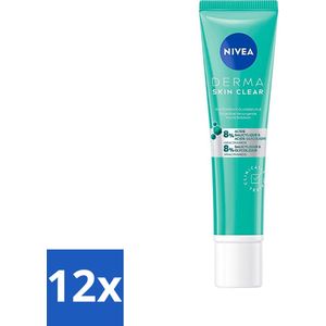 NIVEA - Nacht Exfoliant - DERMA Huidzuiver Dagelijkse Verzorging - Met Salicylzuur (AHA), Glycolzuur & Niacinamide - Tegen Acne & Mee-eters - 40 ml - Voordeelverpakking - 12 stuks