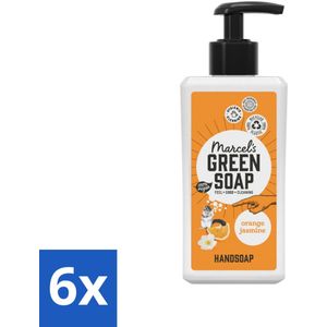 6 x Marcel's Green Soap - Handzeep - Sinaasappel & Jasmijn - Zachte verzorging - 250 ml - Handzeep - Sinaasappel - Jasmijn - Biologische Zeep - Natuurlijke Zeep