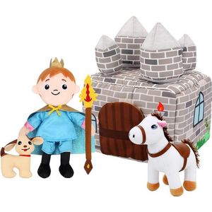 Loua's favorites Kasteel met Prins, paard, hond en bijltje, Kinderspeelgoed 2-3 jaar, Pluche knuffels, zachte knuffel, kasteel, Kasteel poppenhuis, ridder kasteel, kasteel speelgoed jongens