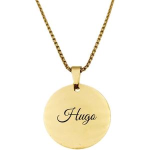 Ketting RVS Met Naam Gravering - Hugo - Goud - Rond
