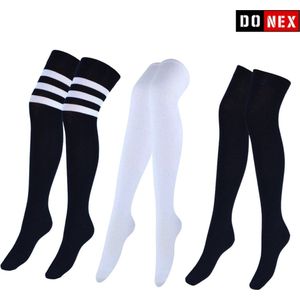 3 Paar Overknee kousen Katoen DONEX® Mix D - Maat 39-41