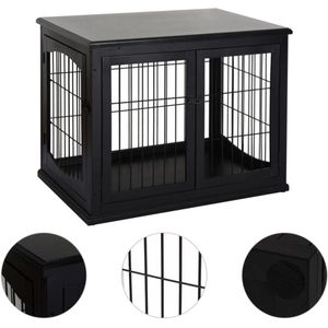 Honden Bench met 2 deuren Zwart