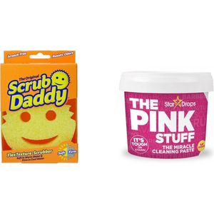 Scrub Daddy schuurspons - krasvrij schoonmaken - inclusief The Pink Stuff Paste