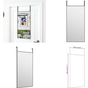 vidaXL Deurspiegel 40x80 cm glas en aluminium zwart - Deurspiegel - Deurspiegels - Wandspiegel - Hangspiegel