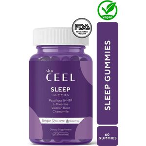 Vita Ceel Sleep Gummies - Slaap gummies voor goede nachtrust - Vegan met passiebloem - Lekker slapen en uitgerust wakker worden - Vitamine slaap gummies met bosbessensmaak - 60 gummies