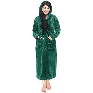 Dames Fleece Badjas met Capuchon - Pluche Lange Badjas