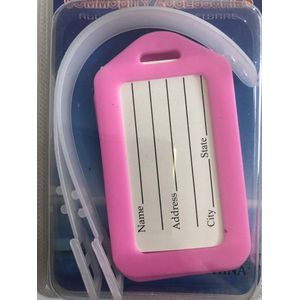 Bagagelabel 2 stuks Kunststof roze koffer labels