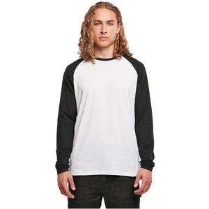 Build your Brand Men´s Contrast Raglan Longsleeve T-Shirt BYBB023 - White/Black - XS