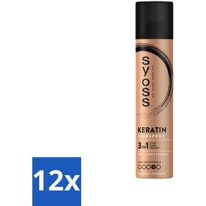 Syoss - Keratin - Haarspray - Versterkt & Fixeert - 300 ml - Voordeelverpakking - 12 stuks