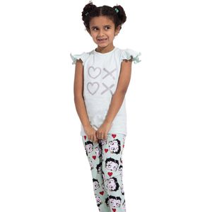 VANILLA - Heart meisjes pyjama - Pyjamasets - Tweedelig - Egyptisch katoen - Blauw - PJ521 - 8-9 jaar