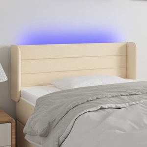 vidaXL Hoofdbord LED - 93x16x78/88 cm - Stof - Crème