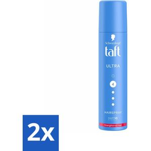 2 x Taft - Ultra 4 - Haarspray Mini - Sterke hold voor onderweg - 75 ml - Haarspray - Taft Ultra - Sterke Fixatie - Mini - Onderweg
