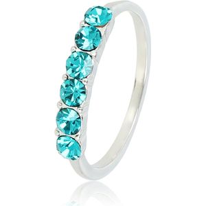 *My Bendel - Stijlvolle damesring waarmee je straalt - Ring met 4mm grote blauwe zirkonia stenen - Met luxe cadeauverpakking