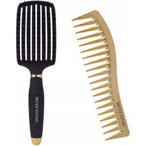 Luxe Haarborstel & Kam Set: Varkenshaar & Goud - Styling & Verzorging