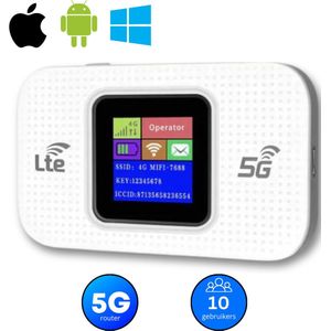 Mifi router - 4G/5G - 10 apparaten - 3000MAH - WiFi Dongle - Wifi Buddy - USB - Wifi in de Auto - 150 Mbps - Wit