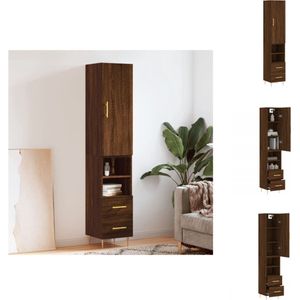 vidaXL Hoge Kast - Bruineiken - Bewerkt Hout en Metaal - 34.5 x 34 x 180 cm - Trendy - Keukenkast