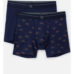 Woody Jongens-Heren Boxer duopack donkerblauw - maat S