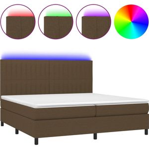 vidaXL Boxspring met matras en LED stof donkerbruin 200x200 cm