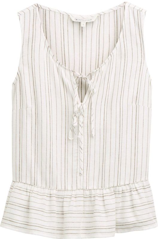 Tom Tailor Denim - Blousetop - Effen - Regular Fit - Vetersluiting