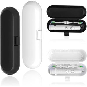 Reisetui voor Elektrische Tandenborstels - 4 Stuks, Draagbare Tandenborstelbox voor Op Reis en Outdoor, Zwart en Wit