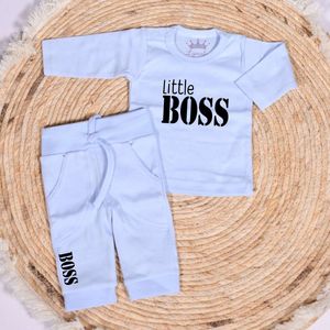 Setje Little boss - Maat 74/80 - 2 delig - Babykleding - Little Boss - Pakje - Babyjongen - Kraamcadeau - Jongen - Babyshower