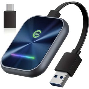 Dutchers® Carplay Dongle - Geen kabel meer nodig - Carplay Scherm - 2-in-1 Draadloze CarPlay - Auto Adapter geschikt voor Android & Apple – Plug & Play, Compact en Razendsnel