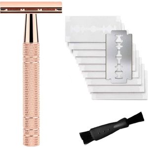 Veilig scheermesje voor dames - 10 extra scheermesjes - Rosé goud - Beste scheermesje voor vrouwen - Safety razor - One blade - Vrouw -Benen scheren - Lichaamshaar - Gezichtsbeharing - Scheren - Scheermes - Veiligheidsmes - Set - Zero waste