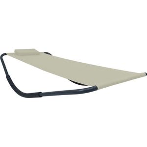 The Living Store Loungebed - crème - 200 x 90 x 40 cm (B x D x H) - met dik kussen - wasbare kussenhoes