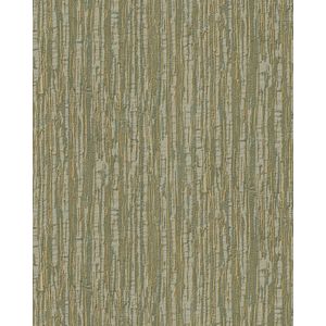 Strepen behang Profhome DE120085-DI vliesbehang hardvinyl warmdruk in reliëf gestempeld tun sur ton glanzend groen olijfgroen goud 5,33 m2