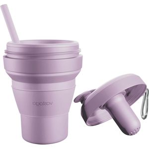 Silicone Foldable Travel Mug - 12 ml - Retractable Cup for Camping Hiking Trail - Reusable Cup for Coffee Tea - Espresso Straw and Infuser Silicone Foldable Cup