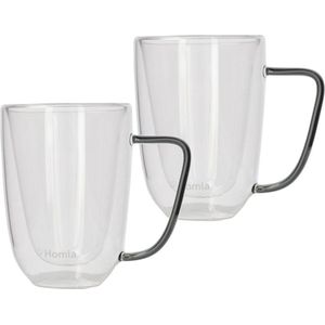 HOMLA Cembra dubbelwandig glas - set van 2 mokken - voor koffie thee latte macchiato cappuccino - vaatwasmachinebestendig hoogte 11 cm hoog 0,25 l inhoud