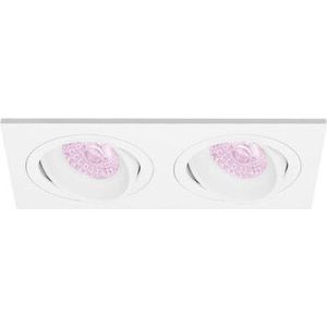 Inbouwspot Finsar met Philips HUE White and Color - inbouwspot - Wit - dubbele verdiepte spot - Voor binnen / woonkamer / keuken / slaapkamer - IP20 - GU10 - Buitendiameter: Dubbele spot - boorgat: Vierkante uitsparing - min. Inbouwdiepte: 70MM