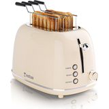 Estus Iconic Broodrooster met Tostiklemmen - Tosti Apparaat - Retro Toaster - Extra Brede Sleuven - Alle Broodsoorten - Premium - Beige