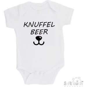 100% Katoenen Romper ""Knuffelbeer"" Unisex Katoen Wit/zwart Maat 56/62