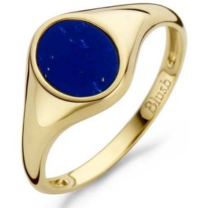 Blush - Dames Ring - Blauw - 14 Karaat Gouden Zegelring