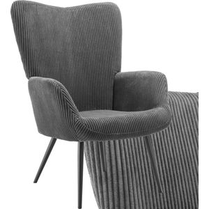 tectake® Vleugelfauteuil in Scandinavische Stijl | Corduroy Hygge | Stoel voor Woonkamer, Slaapkamer | Loungefauteuil | Draagvermogen tot 150 kg