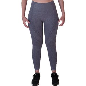 Naadloze sportbroek/-legging met hoge taille voor fitness, yoga, gym - Blauwgrijs - Maat S