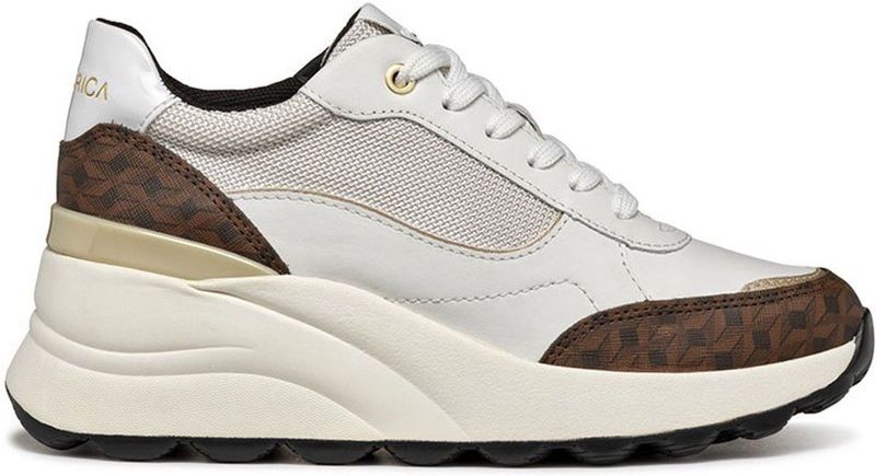 Geox - D Spherica Ec13 - Sneakers - Wit Off White - Sluiting met Veters - Ademend