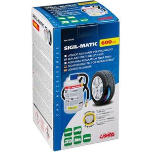 Sigil-Matic sealant kit Universeel voor alle goede 12V compressoren.Snel en gemakkelijk voor auto, fiets, motor, aanhangwagen. Herstelt alle gaten tot een maximale diameter van 5 mm. Compatibel met het TPMS-systeem (Bandenspanningscontrolesysteem)