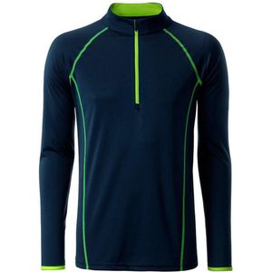James and Nicholson Heren Sport Top met lange mouwen (Marine / Rechtse Geel)