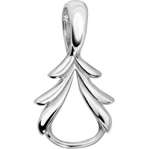 Quiges – 925 - Zilver – Charm - Bedel - Hanger - Carrier Vorm Kerstboom Abstract - met – sterling - zilver - karabijnslot - geschikt - voor - Zinzi, Thomas – Sabo - Ti Sento - Bedelarmband HC379