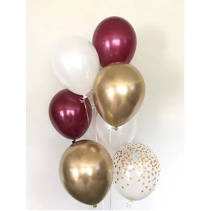 Ballonnen Set Transparant Polkadot Dots - Paars / Rose Goud - Off-White - Wit - Goud | Baby Shower - Kraamfeest - Verjaardag - Geboorte - Fotoshoot - Wedding - Marriage - Birthday - Party - Feest - Feestje - Huwelijk - Jubileum | DH collection