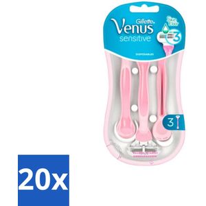 20 x Gillette Venus - Sensitive - Wegwerp Scheermesjes - 3 Scheermesjes - Venus Sensitive - Huidbescherming - Scheerbeurt Zonder Irritatie