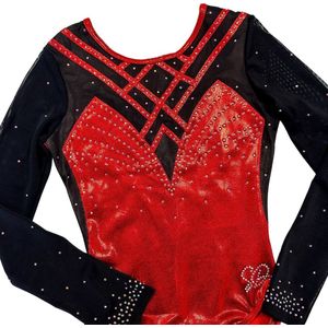 Turnpakje - Rood Zwart - Mystic Glitterstof - Lange Mouw