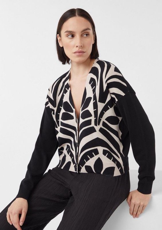 comma - Strickjacke - Vest - Met Retroprint - Katoen